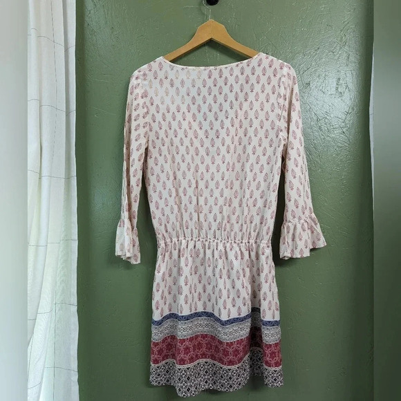 Sanctuary Boho mini dress, cream, red, flowy fit women's size small A9 - Picture 7 of 7